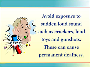 A cracker bursting in proximity of a child's ear and thus damaging it.