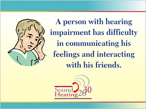 A sad child with hearing impairment who is sad as he is not able to communicate and interact with his friends.