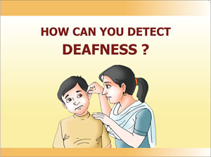 A mother examining the ear of her child to look for any abnormality.